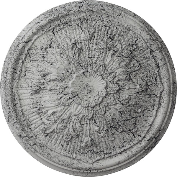 Ekena Millwork Luton Ceiling Medallion (Fits Canopies up to 1 1/8"), 15 3/4"OD x 5/8"P, Ultra Pure White Crackle CM16LUUWC - main